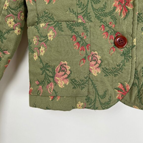 Vintage Jacquard Woven Embroidery Foral Blazer Jacket Coat Tapestry Cottagecore - Picture 5 of 7